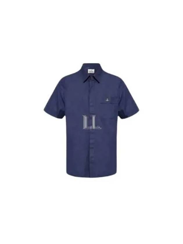 Men's Logo Classic Short Sleeve Shirt Navy - VIVIENNE WESTWOOD - BALAAN 2