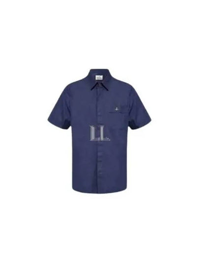 Men's Logo Classic Short Sleeve Shirt Navy - VIVIENNE WESTWOOD - BALAAN 2