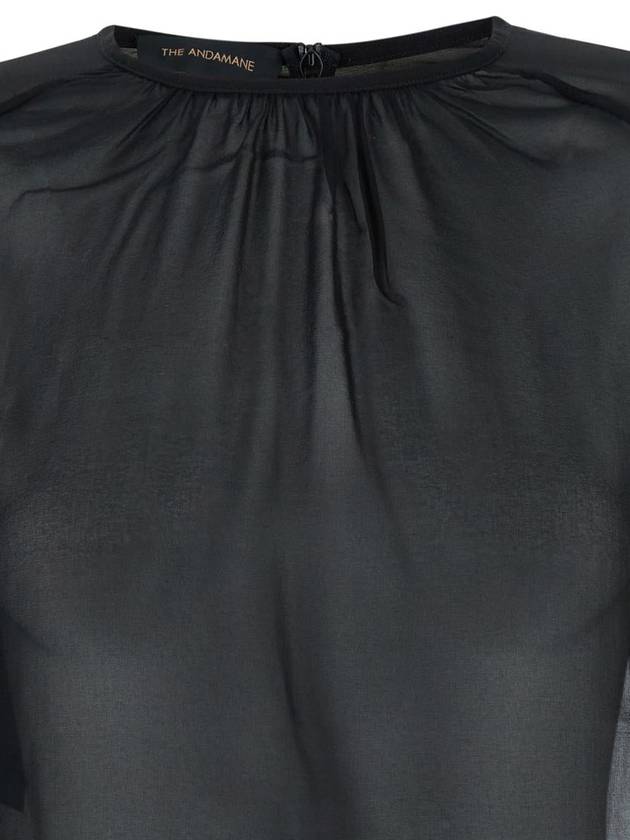 Black Blouse With Crew Neck In Stretch Silk Woman - ANDAMANE - BALAAN 3