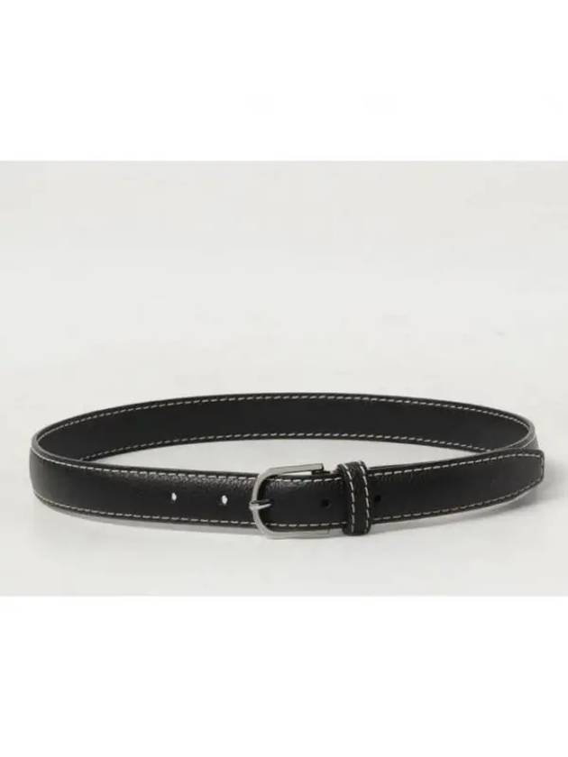 Slim Grained Leather Belt Black - TOTEME - BALAAN 2