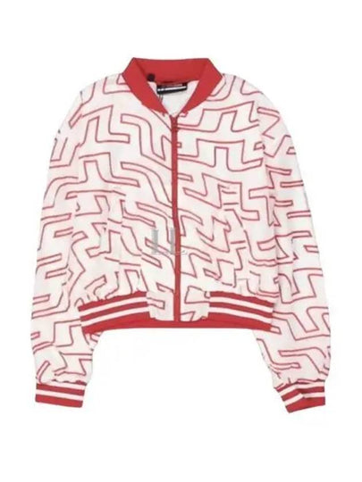 Women's Audrey Monogram Print Golf Crop Bomber Jacket Red - J.LINDEBERG - BALAAN 2