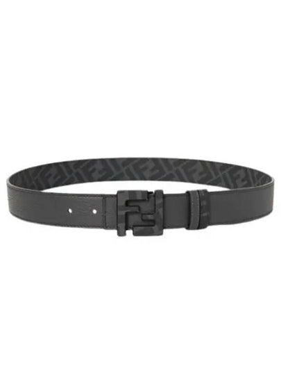 Square FF Leather Reversible Belt Grey - FENDI - BALAAN 2