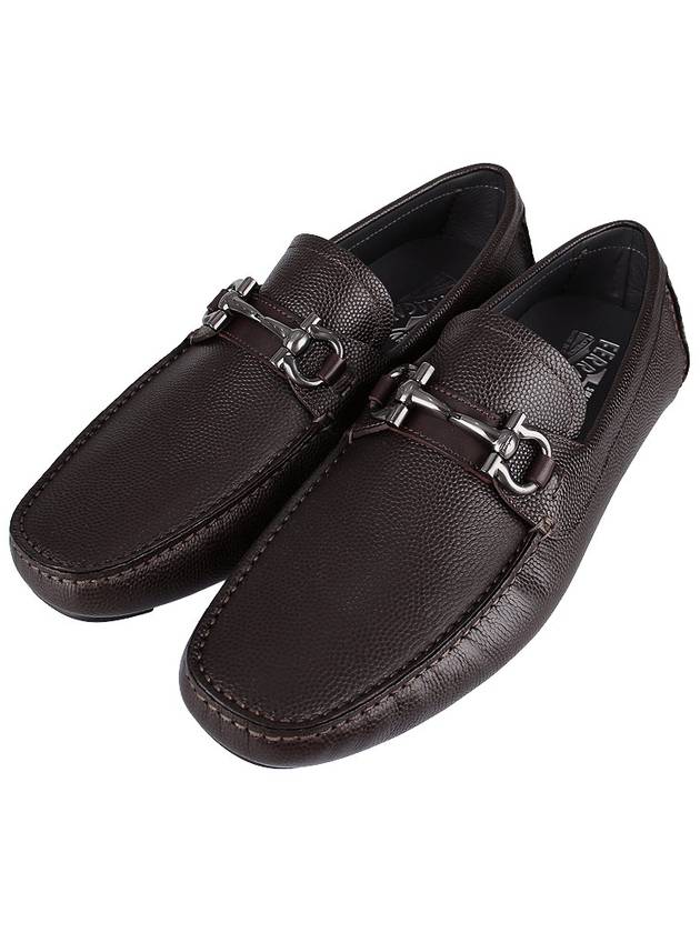 Men's Gancini Ornament Leather Loafers Brown - SALVATORE FERRAGAMO - BALAAN 3