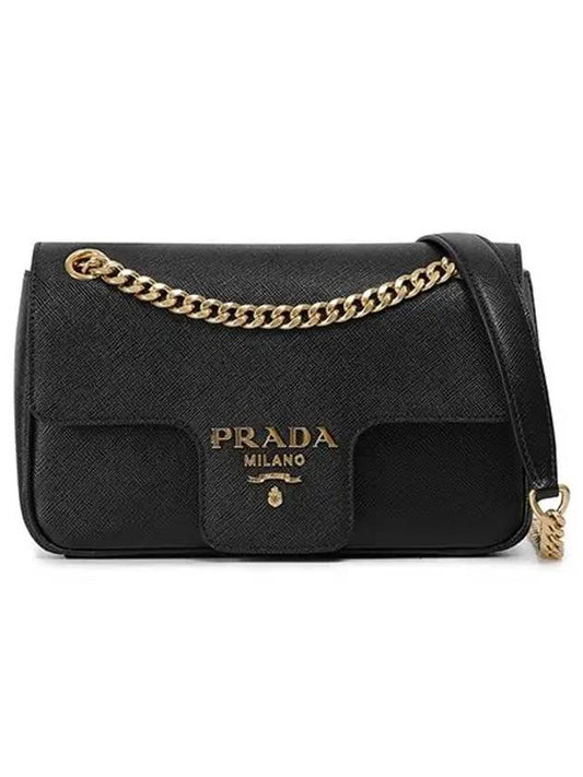 Saffiano Chain Cross Bag Black - PRADA - BALAAN 2