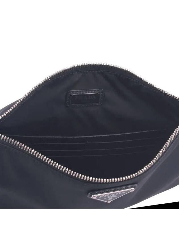 Re-Nylon and Saffiano Leather Clutch Bag Black - PRADA - BALAAN 3