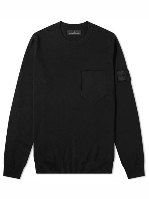 Men's Shadow Project Wappen Pocket Wool Knit Top Black - STONE ISLAND - BALAAN 3