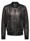 Grained Leather Two Way Zip Up Bomber Jacket Black - TOM FORD - BALAAN 2