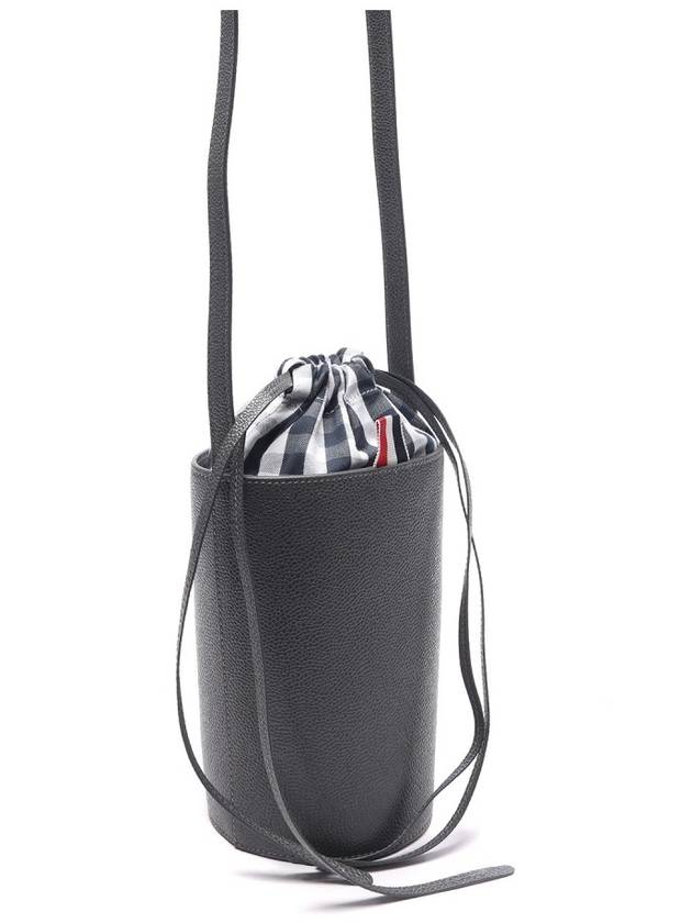 Women’s Gingham Pebble Grain Mini Bucket Bag Dark Grey - THOM BROWNE - BALAAN 4