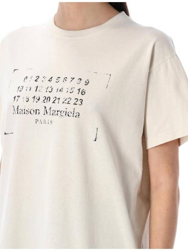 Logo Print Short Sleeve T-Shirt Crem - MAISON MARGIELA - BALAAN 4