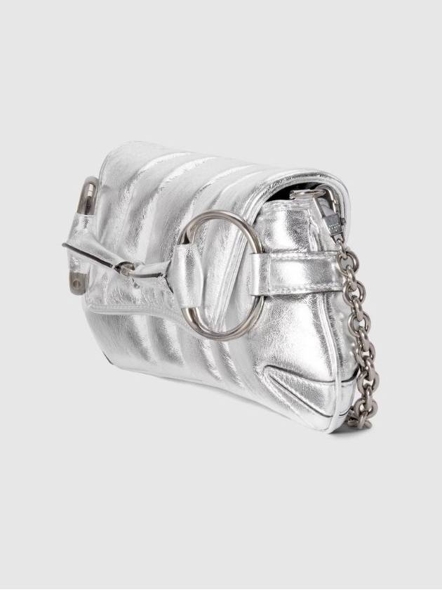 Horsebit Chain Small Leather Shoulder Bag Silver - GUCCI - BALAAN 3