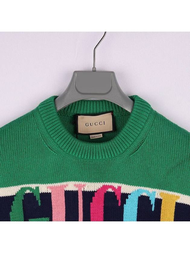 Logo Striped Cotton Wool Knit Sweater 736021 XKC2L 6072 - GUCCI - BALAAN 3