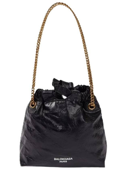 Crush Small Leather Shoulder Bag Black - BALENCIAGA - BALAAN 2