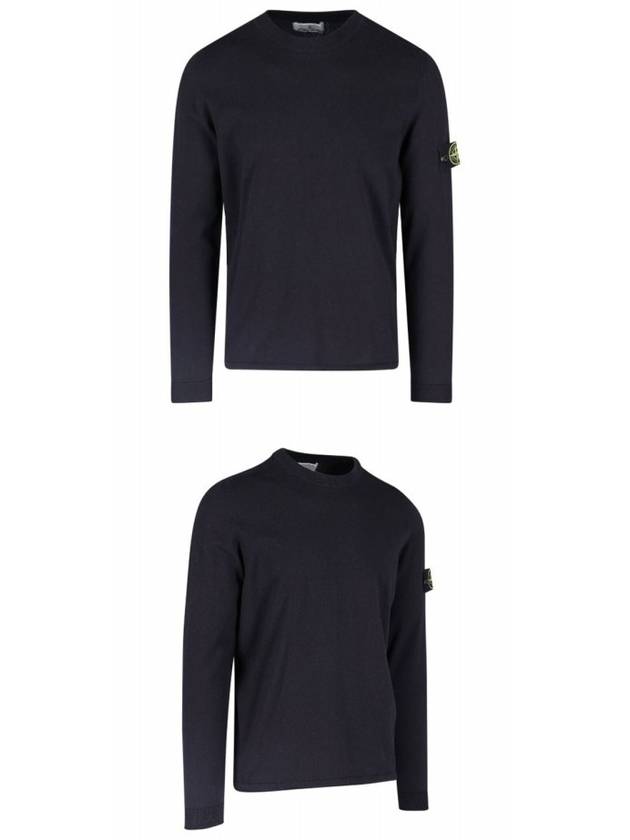 Wappen Patch Crew Neck Cotton Knit Top Navy - STONE ISLAND - BALAAN 5