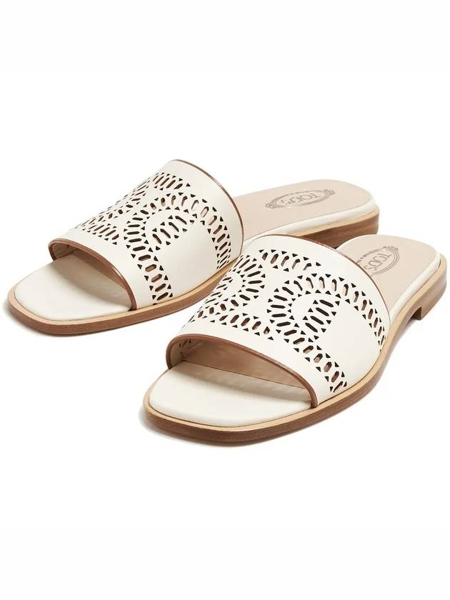 Kate Laser Cut Leather Slippers White - TOD'S - BALAAN 5