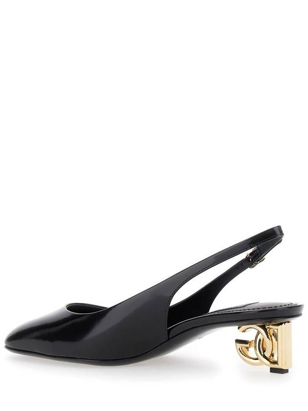 Black Décolleté With Dg Logo On The Heel In Shiny Leather Woman - DOLCE&GABBANA - BALAAN 3