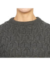 Merino Crisscross Cable Stitch Crewneck Knit Top Grey - THOM BROWNE - BALAAN 7