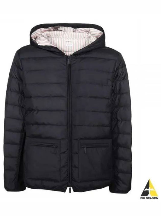 Zipper front padded hooded jacket navy MJD105 XF0241 - THOM BROWNE - BALAAN 1