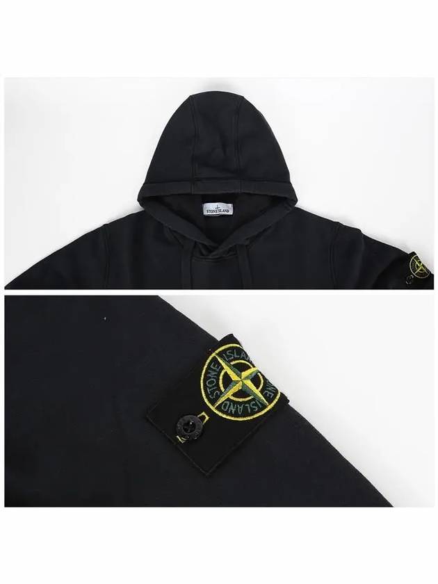 Tape For Print Brushed Cotton Fleece Hoodie Navy - STONE ISLAND - BALAAN 6