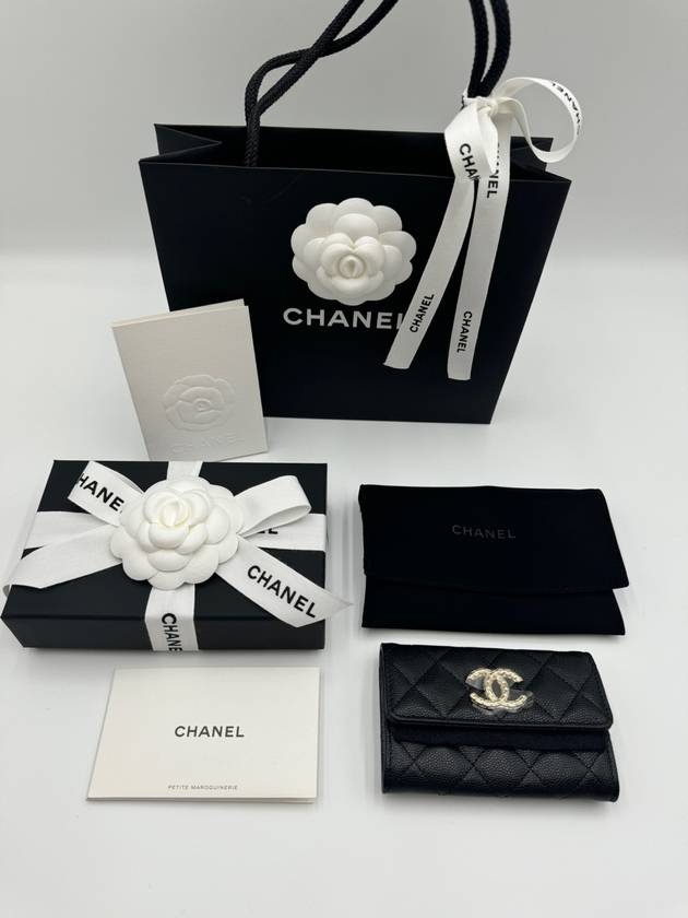 CC Logo Flap Caviar Card Wallet Black - CHANEL - BALAAN 9