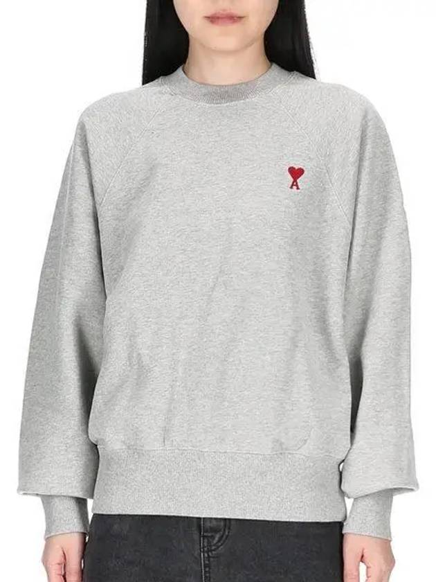 Cotton Heart Logo Sweatshirt Grey - AMI - BALAAN 2