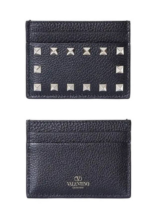 Rockstud leather card wallet black - VALENTINO - BALAAN 2