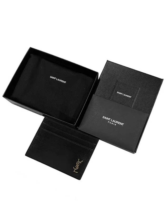 Tiny Monogram Shiny Leather Card Case Black - SAINT LAURENT - BALAAN 6