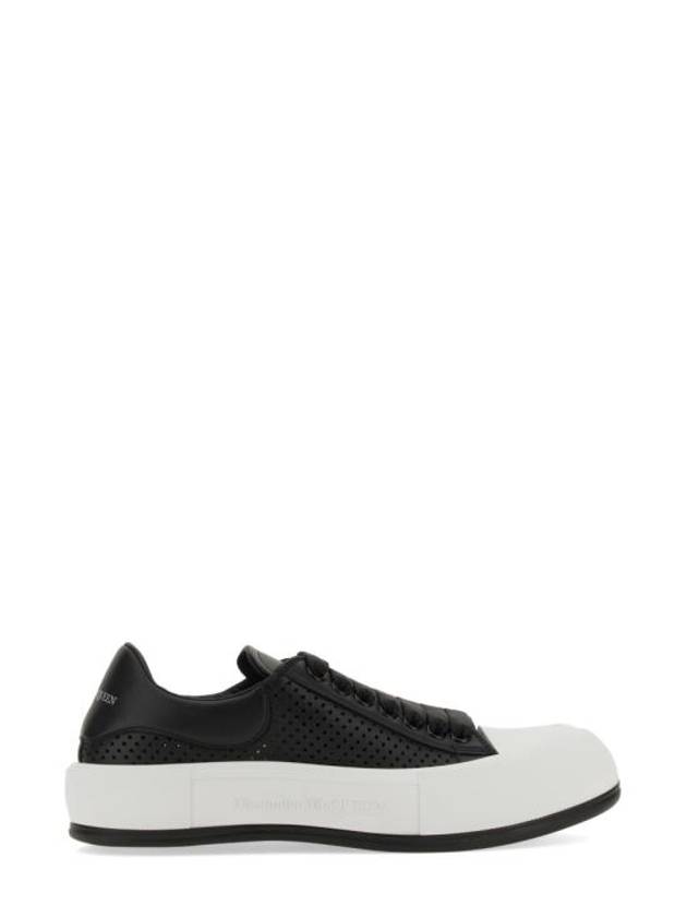 Men's Plimsoll Perforated Deck Low Top Sneakers Black - ALEXANDER MCQUEEN - BALAAN 2