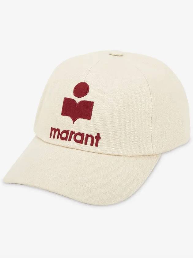 Tyron Logo Cotton Ball Cap Ecru Red - ISABEL MARANT - BALAAN 4