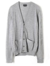 V-Neck Wool Cardigan Light Grey - TOM FORD - BALAAN 1