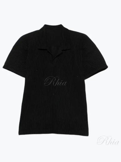 Basics Pleated Polo Shirt Black - ISSEY MIYAKE - BALAAN 2