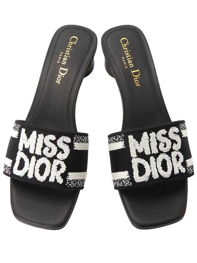 Dway Embroidered Cotton Slide Heels Black - DIOR - BALAAN 3