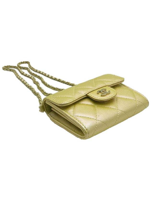 Chanel AP0238 Yellow CC Logo Caviar Gold Card Wallet Cross Bag 31st - CHANEL - BALAAN 3