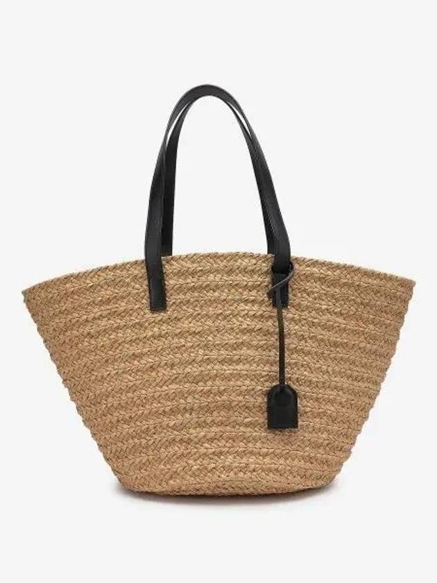 Raffia Panier Basket Tote Bag Natural Black - SAINT LAURENT - BALAAN 2