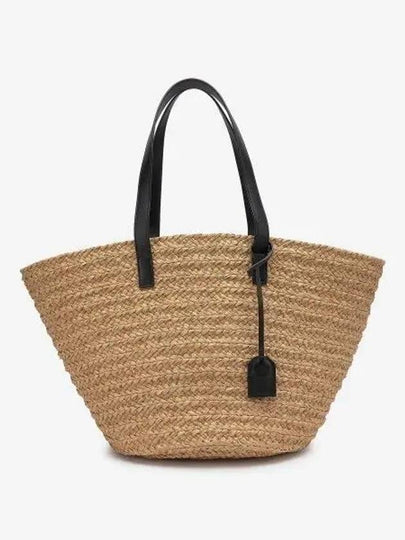 Raffia Panier Basket Tote Bag Natural Black - SAINT LAURENT - BALAAN 2