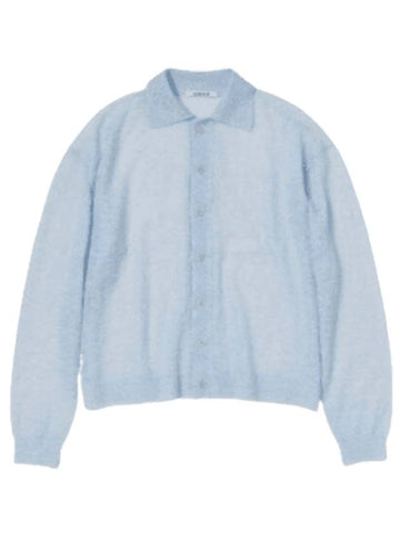 Kid mohair sheer knit cardigan blue - AURALEE - BALAAN 1