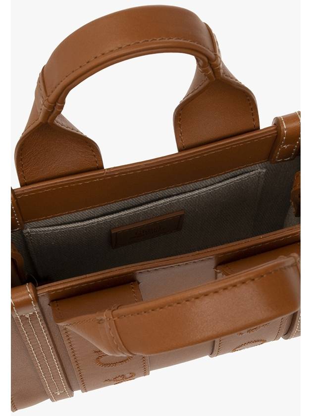 Woody Logo Calf Leather Mini Tote Bag Brown - CHLOE - BALAAN 6