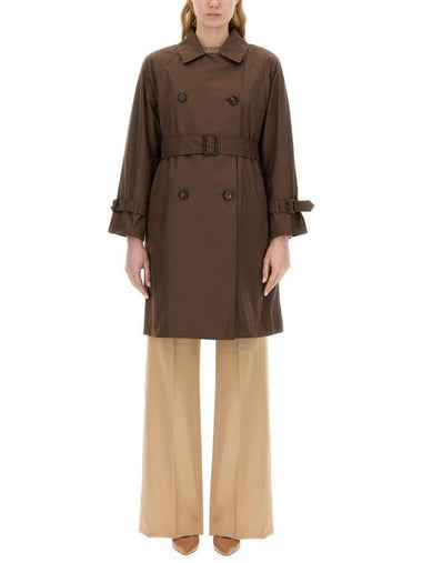 Titrench Belted Trench Coat Brown - MAX MARA - BALAAN 1