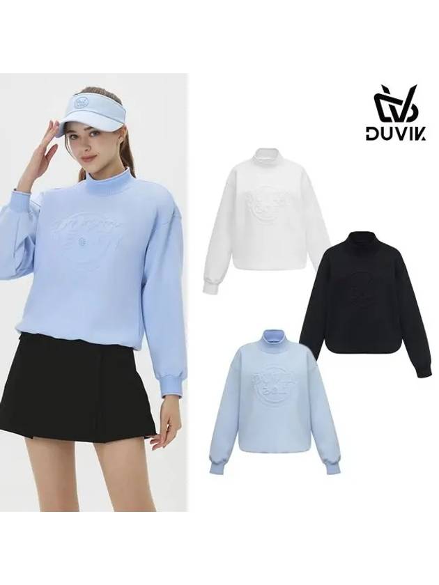 Women s Embossed Bruzon Mock Neck Long Sleeve T Shirt DE3WTS163BK - DUVIK - BALAAN 2