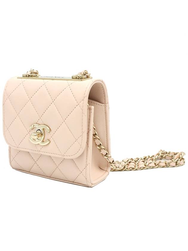 Chanel A81633 Light Beige Lambskin Gold CC Logo Trendy Mini Cross Bag 31st - CHANEL - BALAAN 3