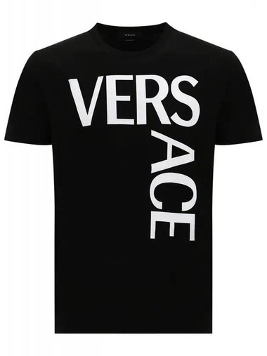 Men's Logo Print Short Sleeve T-Shirt Black - VERSACE - BALAAN 1