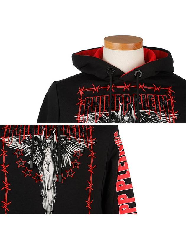 Angel Print Cotton Hoodie Black - PHILIPP PLEIN - BALAAN 5