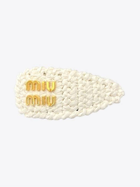 Woven Fabric Hair Clip White - MIU MIU - BALAAN 2