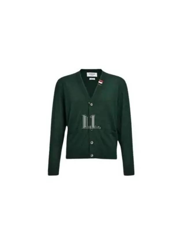 Men's Jersey Stitch V-Neck Cardigan Green - THOM BROWNE - BALAAN 2