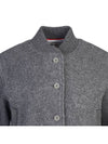 Striped Wool Fleece Bomber Jacket Gray - THOM BROWNE - BALAAN 5