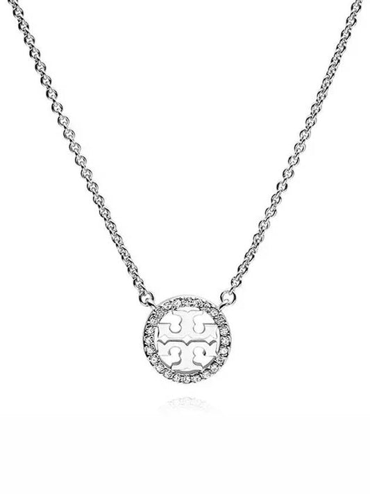 Miller Pave Logo Delicate Necklace Silver - TORY BURCH - BALAAN 2