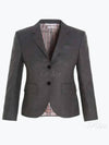 Women's Twill Slim Fit Single Breasted Wool Jacket Mid Grey - THOM BROWNE - BALAAN 2