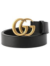 Men's GG Marmont Double G Buckle Gold Hardware Leather Belt Black - GUCCI - BALAAN 2