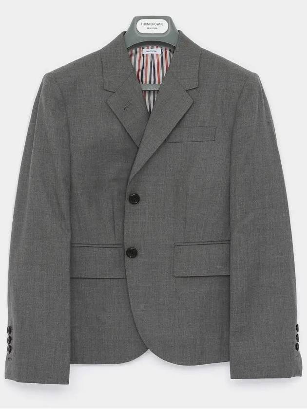 Women's Twill Slim Fit Single Breasted Wool Jacket Mid Grey - THOM BROWNE - BALAAN 3