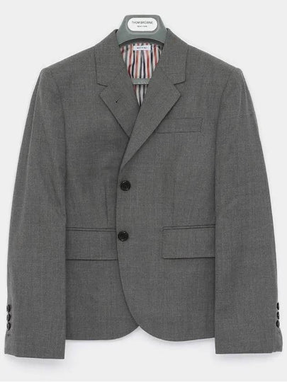 Women's Twill Slim Fit Single Breasted Wool Jacket Mid Grey - THOM BROWNE - BALAAN 2