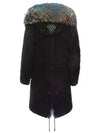 Women s Fox Fur Long Field Coat Black W2834L - AS65 - BALAAN 7